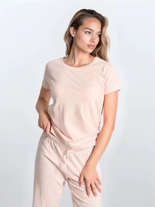 Pigiama in cotone a due pezzi - rosa pastello