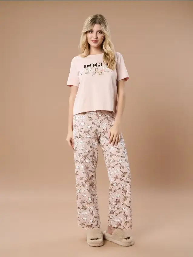 Pigiama in cotone a due pezzi - rosa pastello