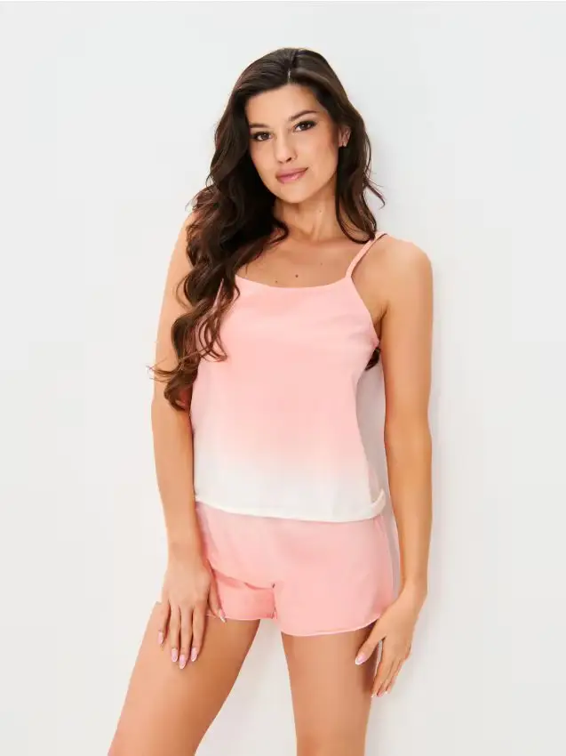 Pigiama in cotone a due pezzi - rosa shocking