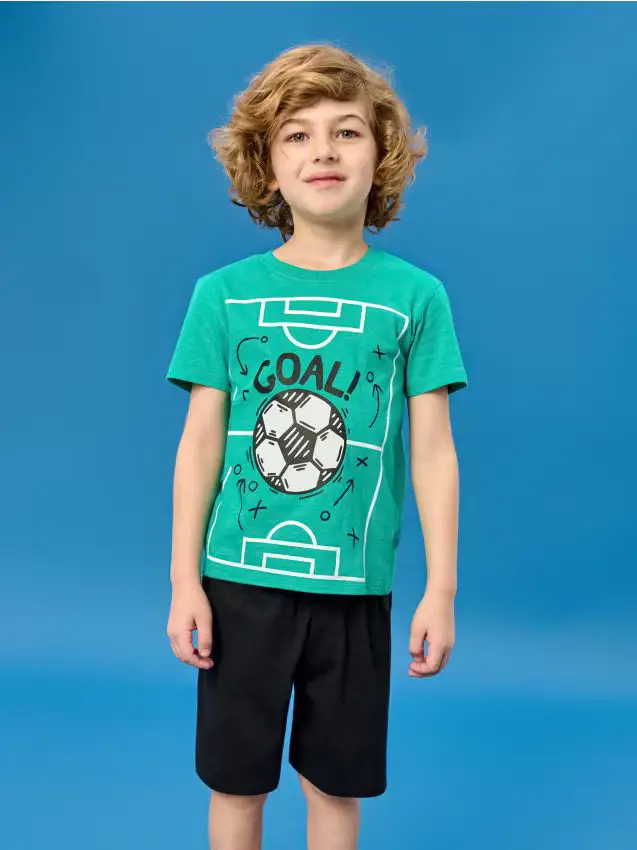 Pigiama in cotone con motivo calcistico - verde