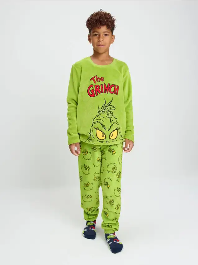 Pigiama in pile a due pezzi Grinch - verde-giallo