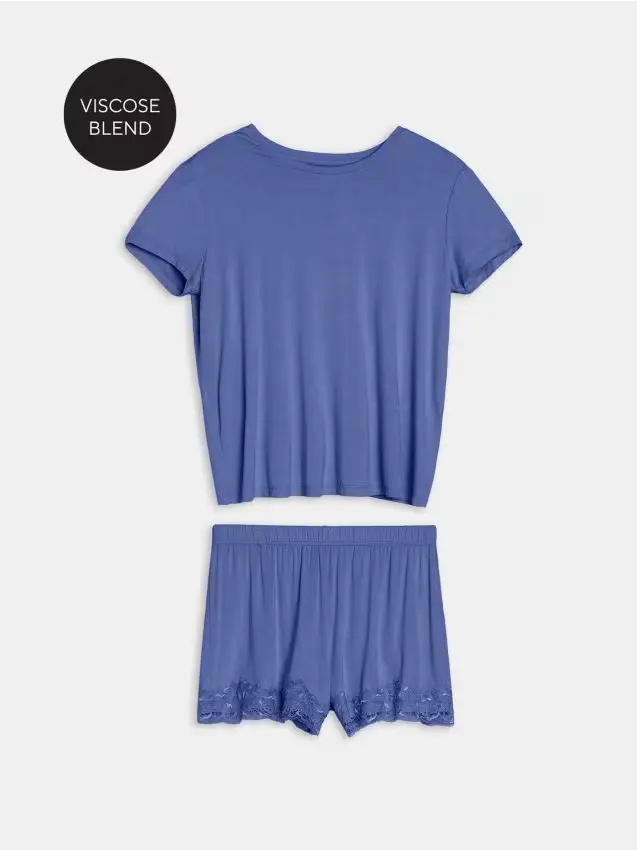 Pigiama in viscosa a due pezzi - blu scuro