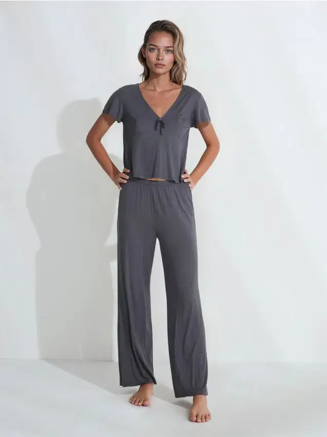 Pigiama in viscosa a due pezzi - grigio scuro