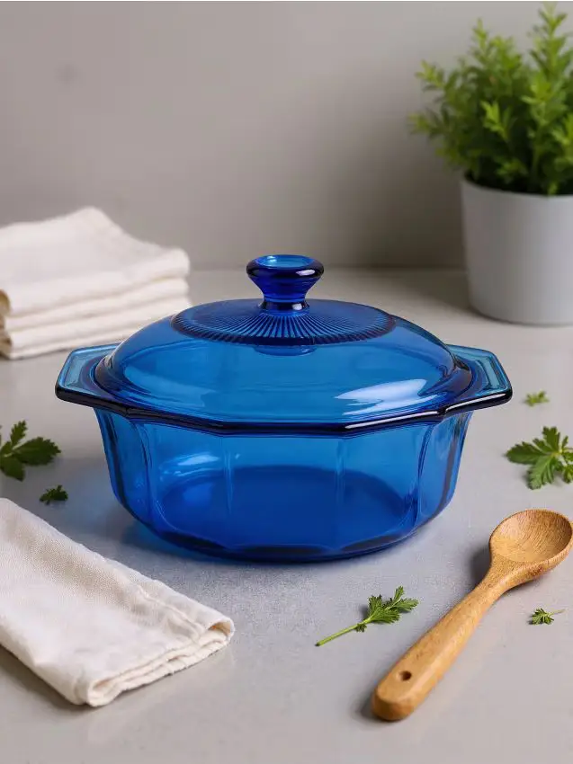 Pirofila resistente al calore con coperchio - indaco