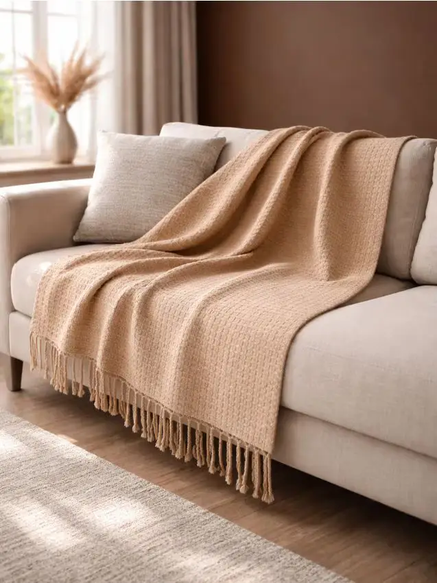 Plaid strutturato con cotone - nude