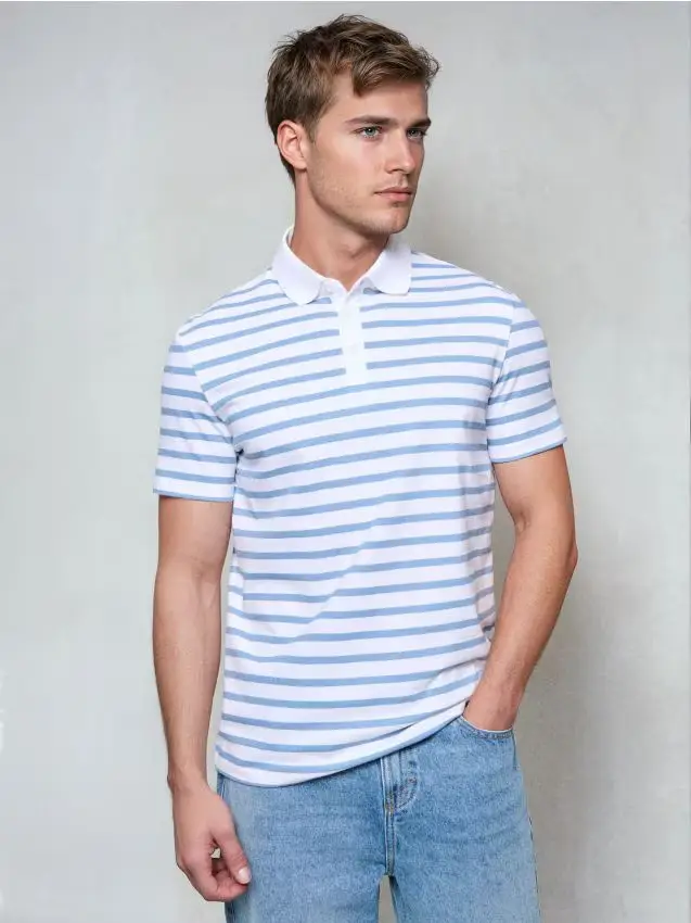 Polo in cotone - azzurro