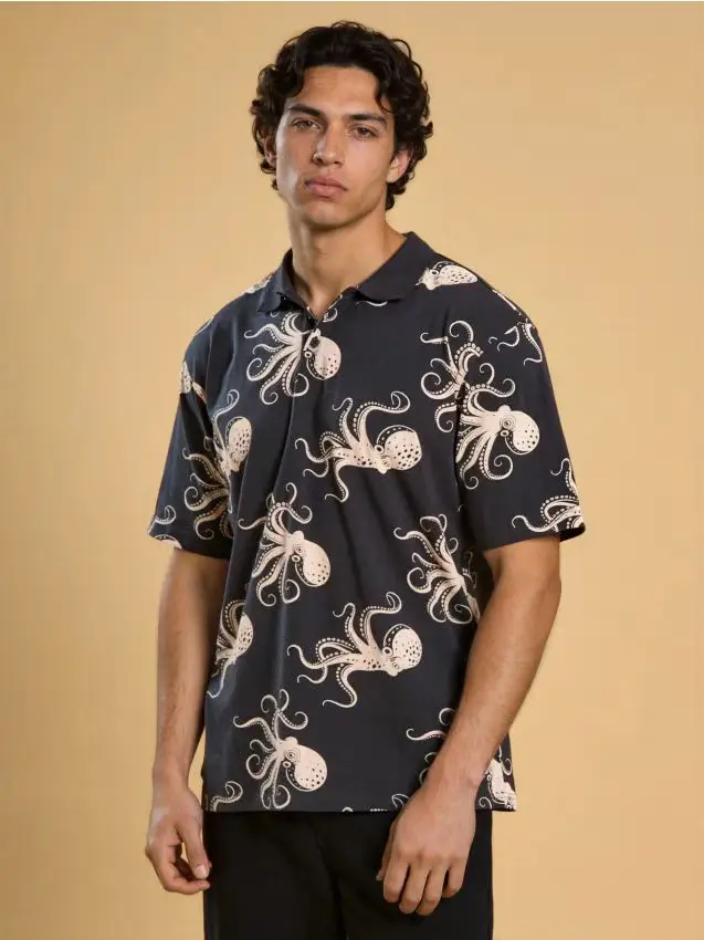 Polo in cotone - blu scuro