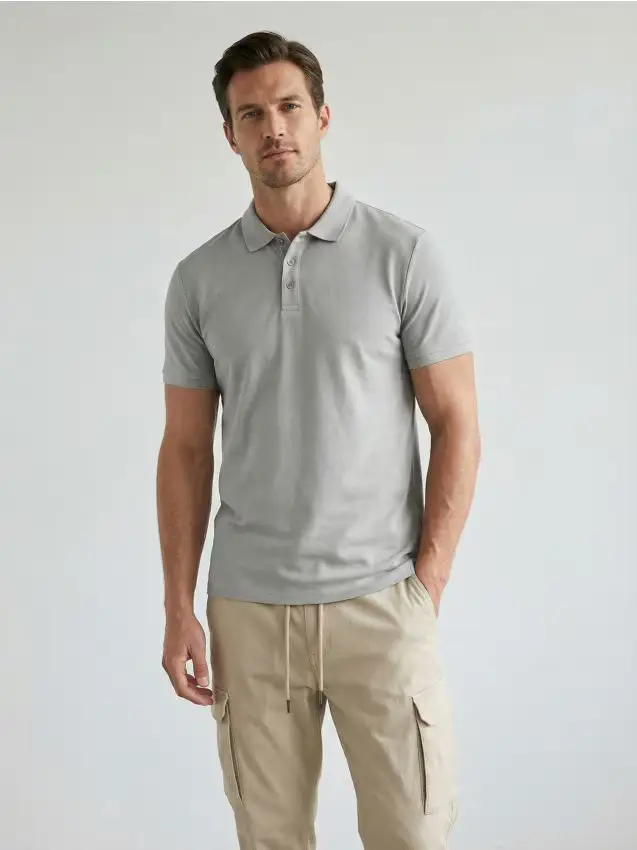 Polo in cotone - grigio chiaro