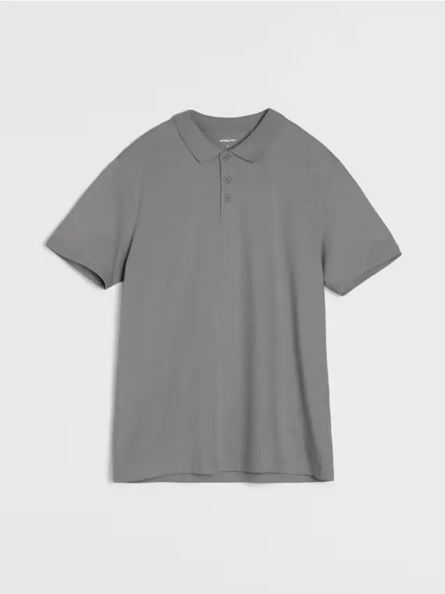 Polo in cotone - grigio medio
