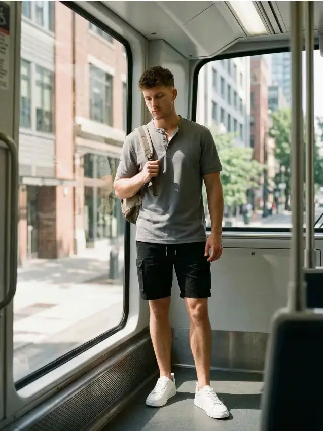 Polo in cotone - grigio medio