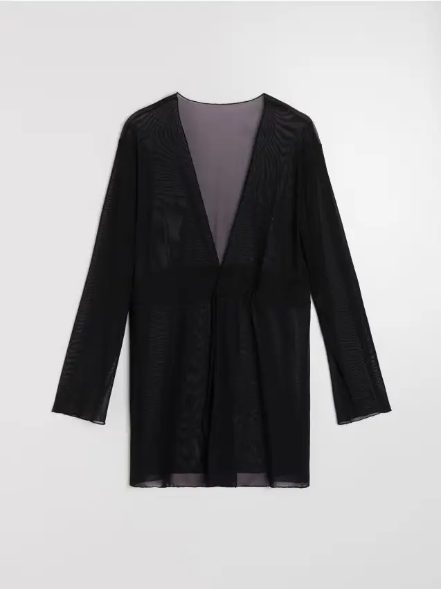 Poncho da spiaggia in rete - nero