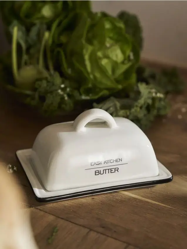 Porta burro con bordo a contrasto e scritta - bianco