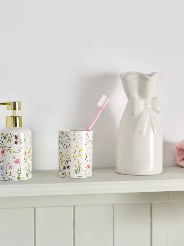 Porta spazzolini con motivo floreale - multicolor