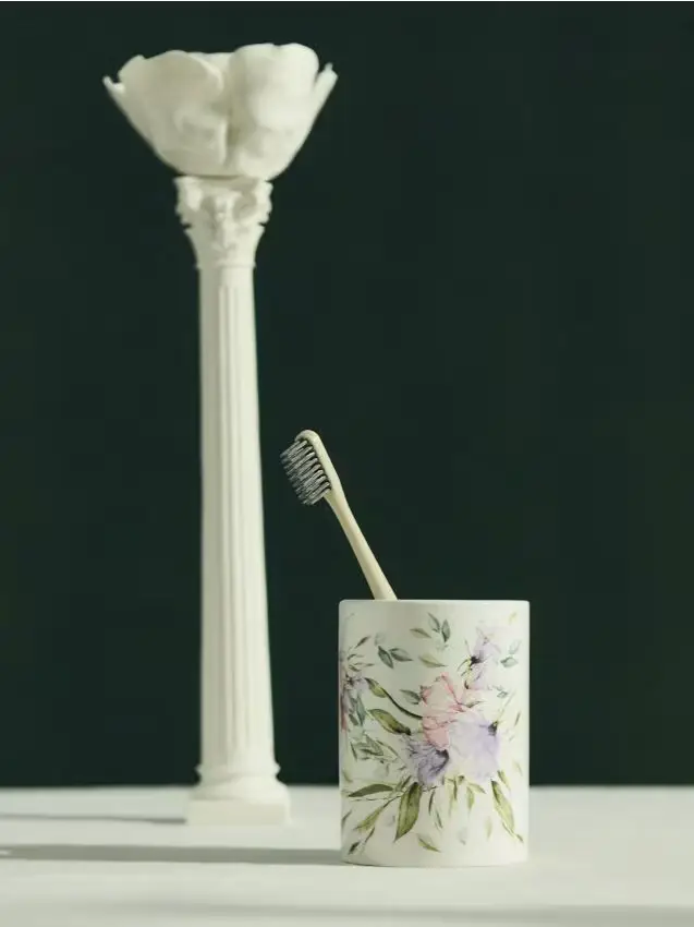 Porta spazzolini con motivo floreale - multicolor