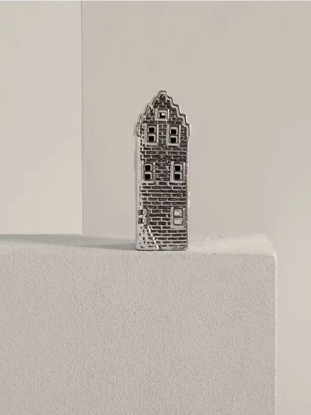 Portacandele a forma di casa - argento
