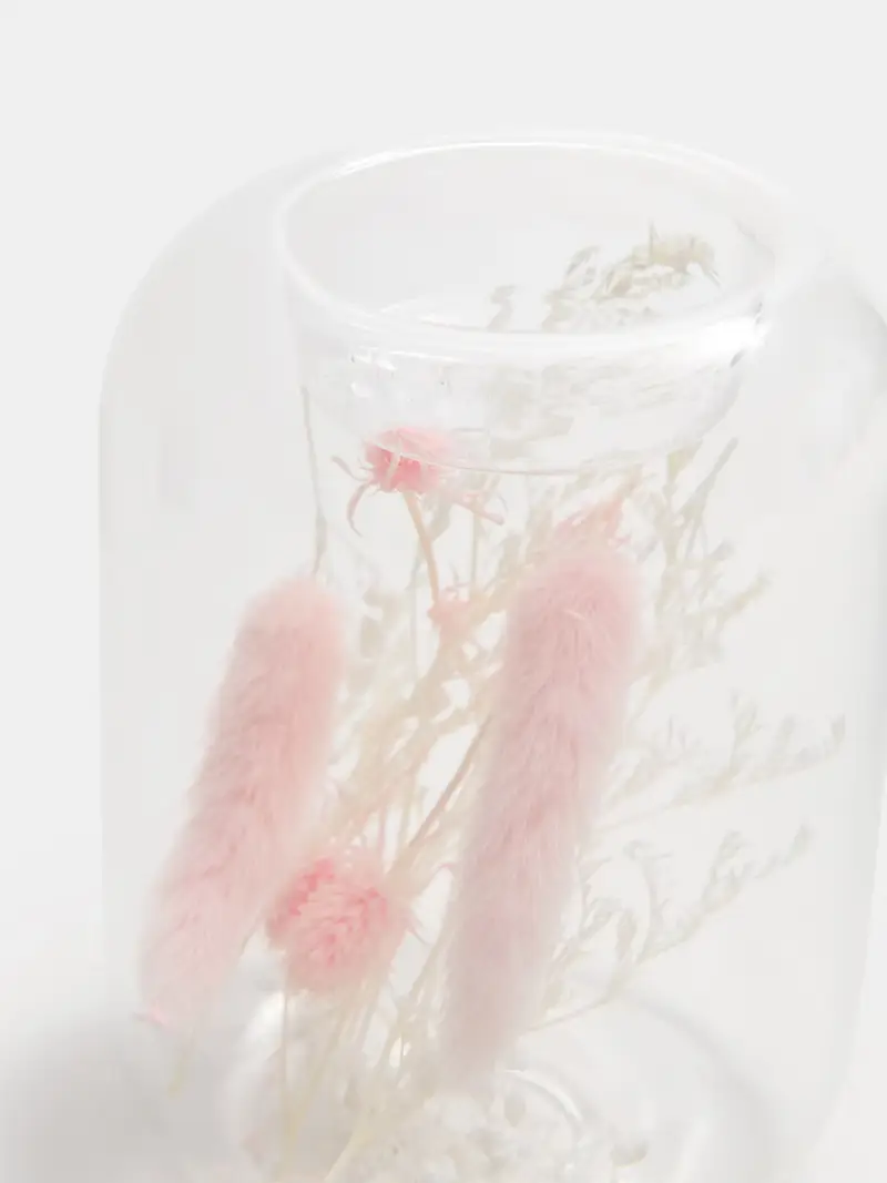 Portacandele trasparente con fiori essiccati - multicolor miniatura 4