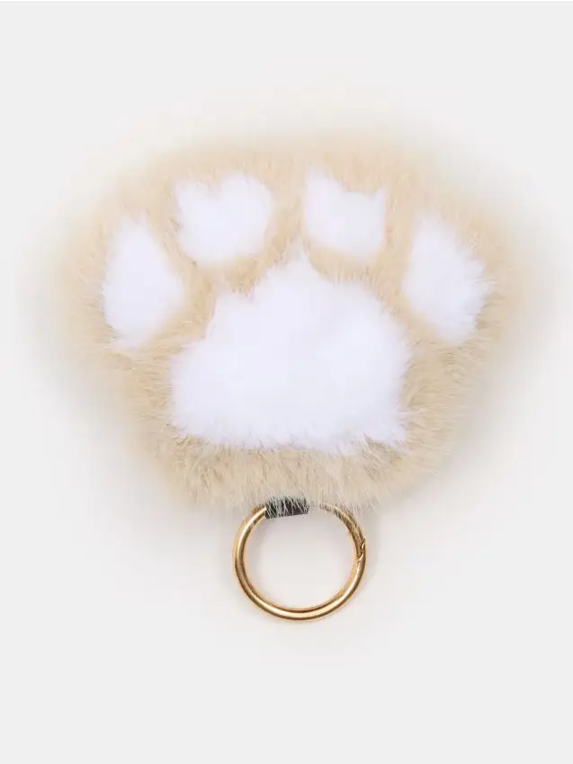 Portachiavi peloso con design a impronta di zampa - multicolor