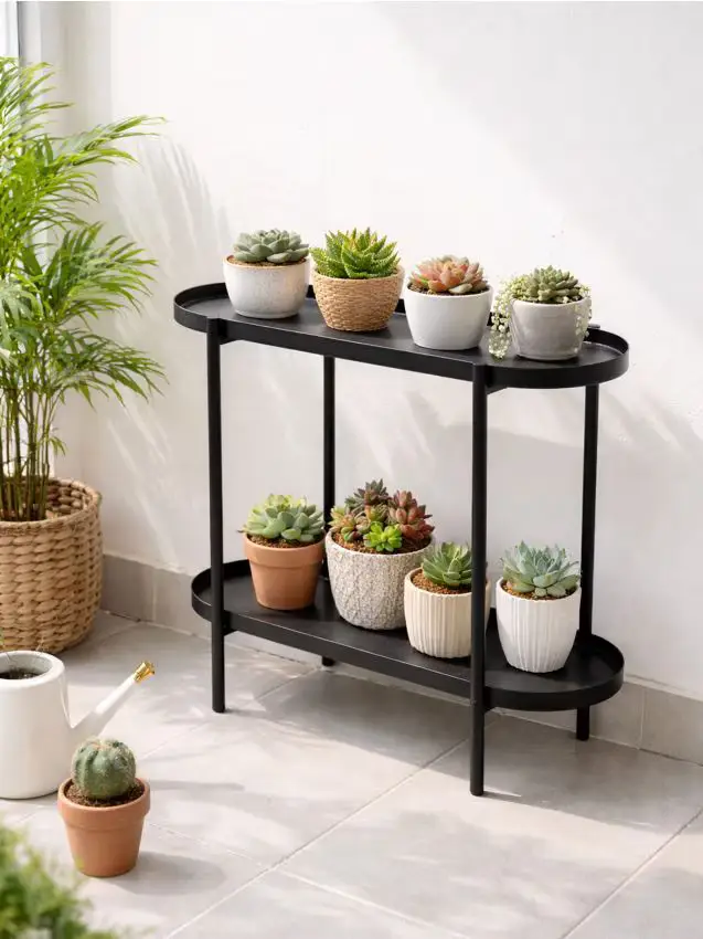 Portapiante a due livelli - nero