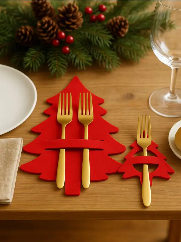 Portaposate natalizi a forma di alberi di Natale 4 pezzi - rosso