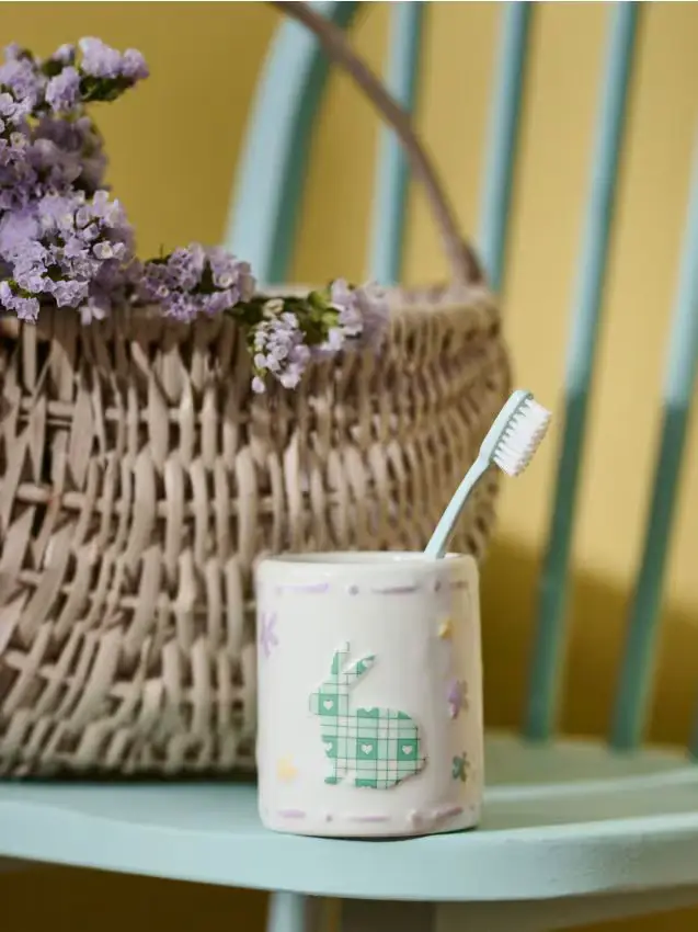 Portaspazzolini pasquale con motivo coniglietto - multicolor