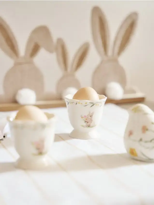 Portauova pasquali con motivo di coniglio 2 pack - panna