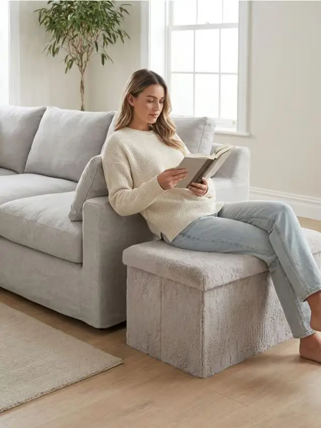 Pouf con funzione contenitore - beige