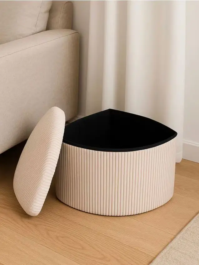 Pouf con funzione contenitore - panna