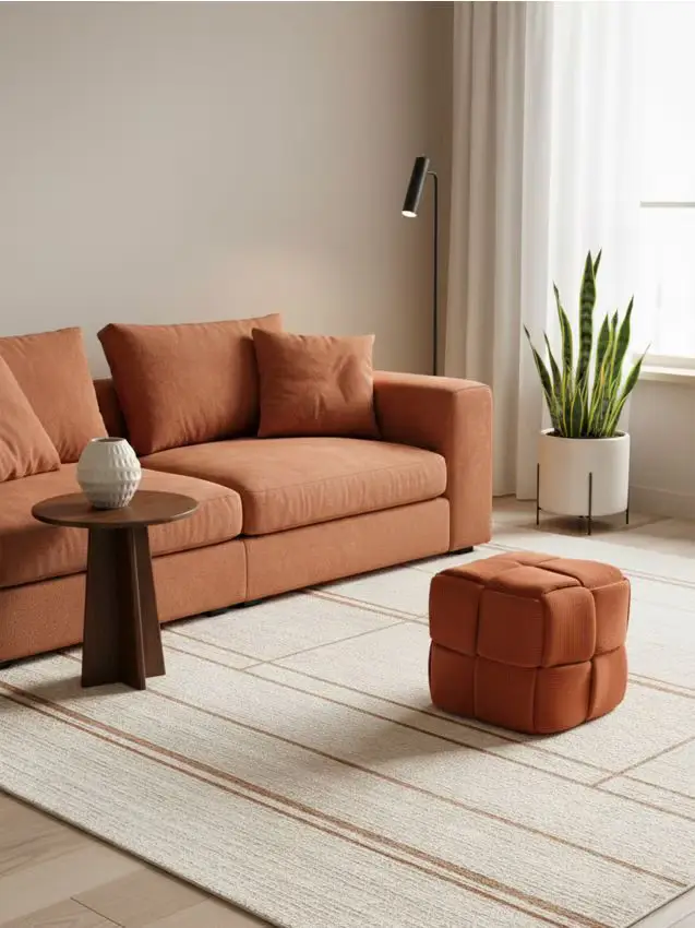 Pouf cubo con cuciture decorative - rosa cipria