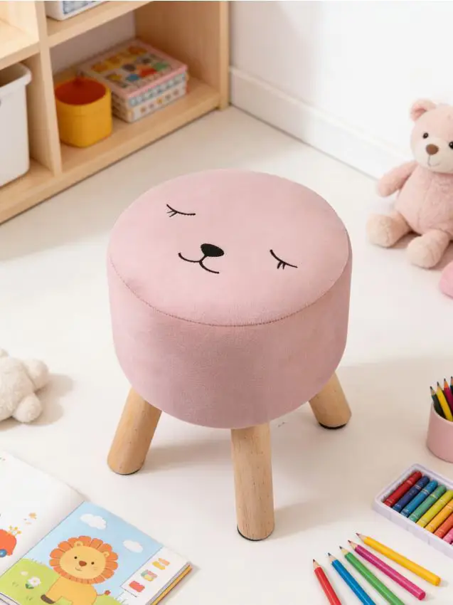 Pouf in velluto con ricamo - rosa pastello