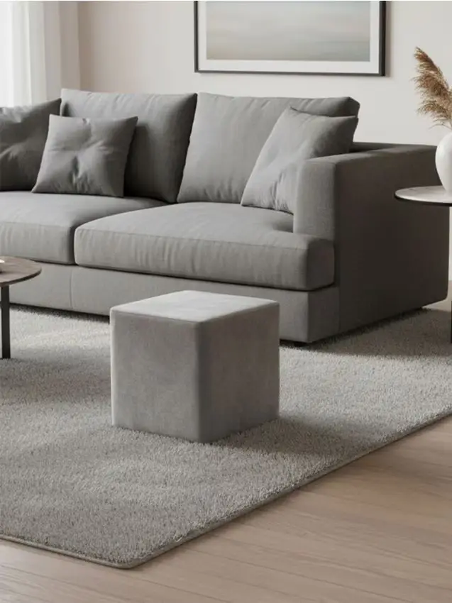 Pouf quadrato con finitura in velluto - grigio chiaro