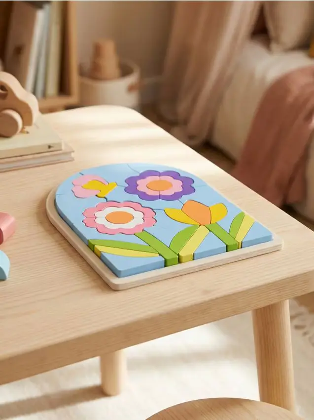 Puzzle con motivo floreale e farfalla - multicolor