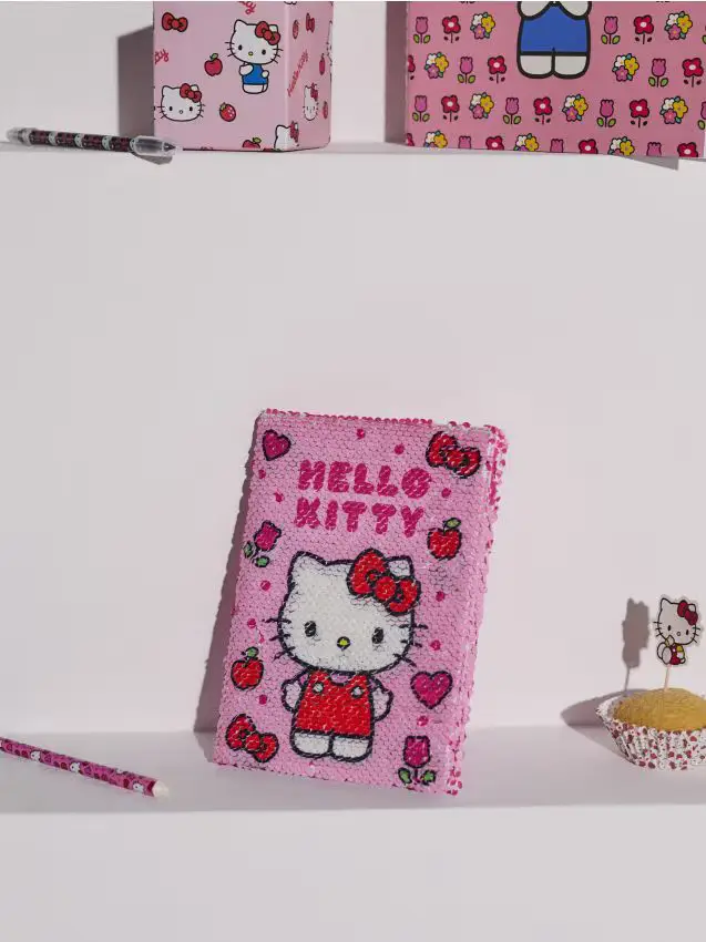 Quaderno con paillettes Hello Kitty - rosa