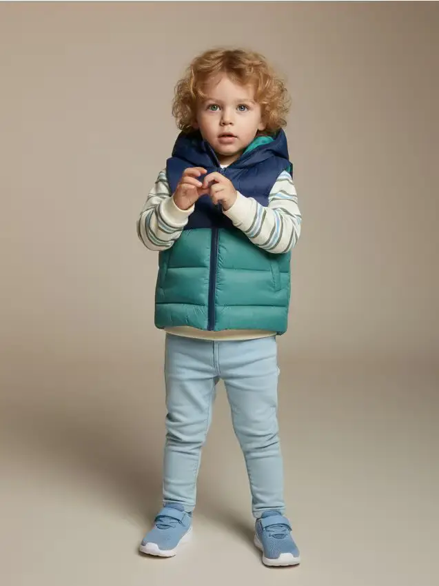 Quilted vest with a hood - verde
