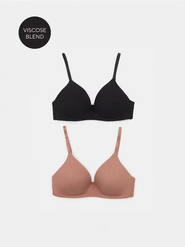 Reggiseni in viscosa a coste senza ferretto 2 confezioni - multicolor