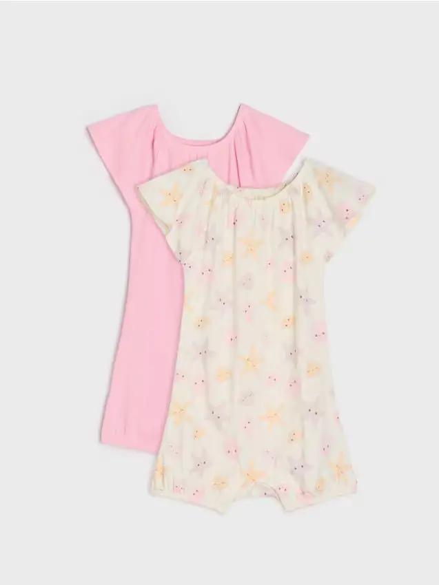 Rompers in maglia elasticizzata, set da 2 - panna