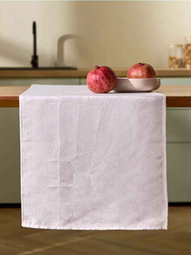 Runner da tavolo con motivo jacquard - panna