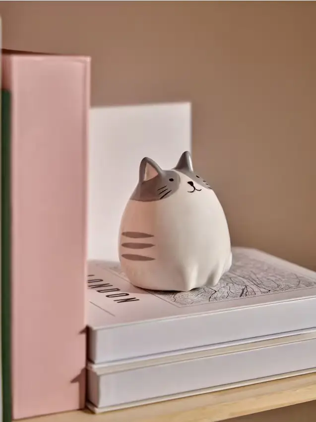 Salvadanaio in ceramica con motivo a gatto - multicolor