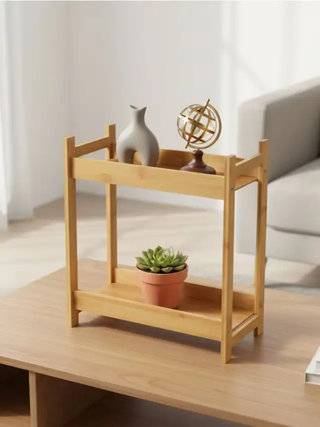 Scaffale a due livelli autoportante - beige