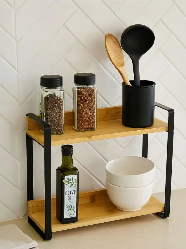 Scaffale a due livelli - nero