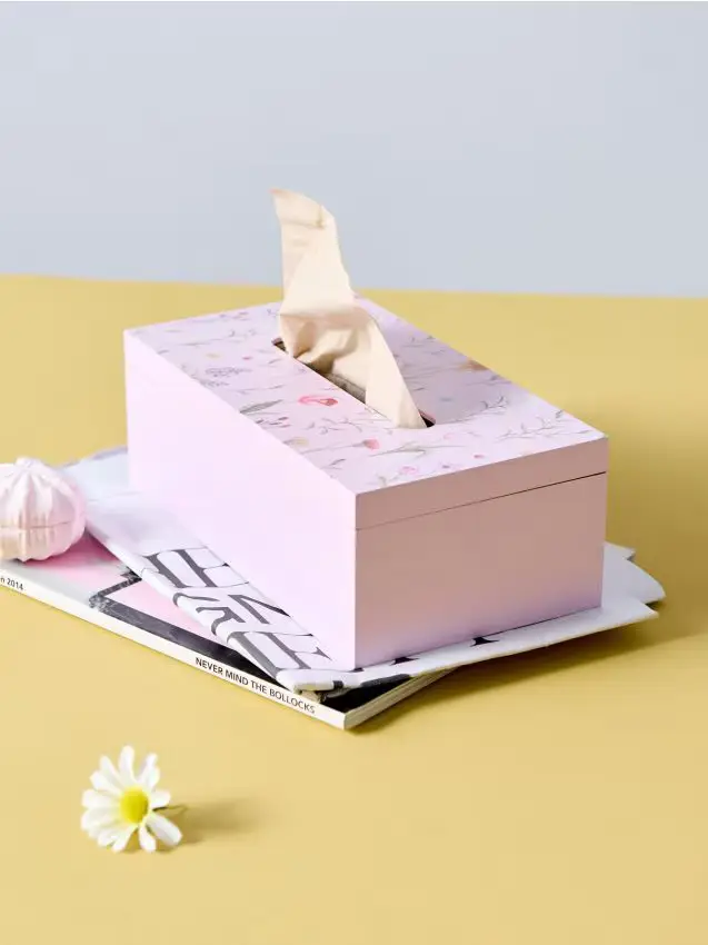 Scatola per fazzoletti con motivo floreale - rosa pastello