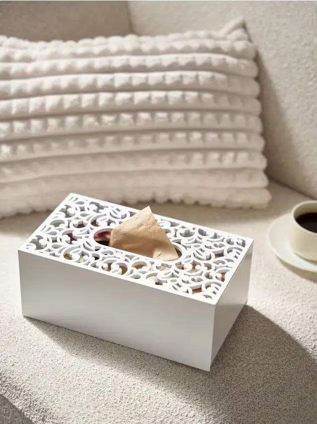 Scatola per fazzoletti in pizzo - bianco