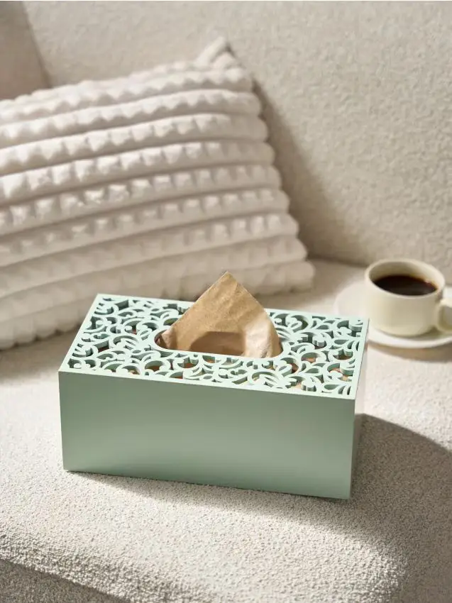Scatola per fazzoletti in pizzo - verde polveroso