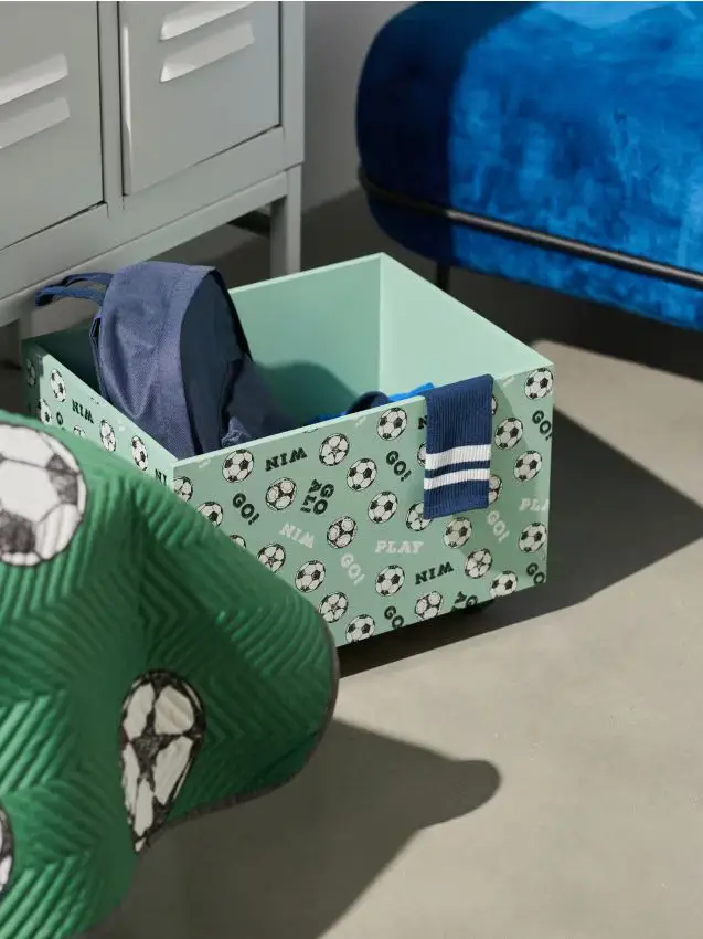 Scatola per il deposito con stampa calcistica - verde chiaro