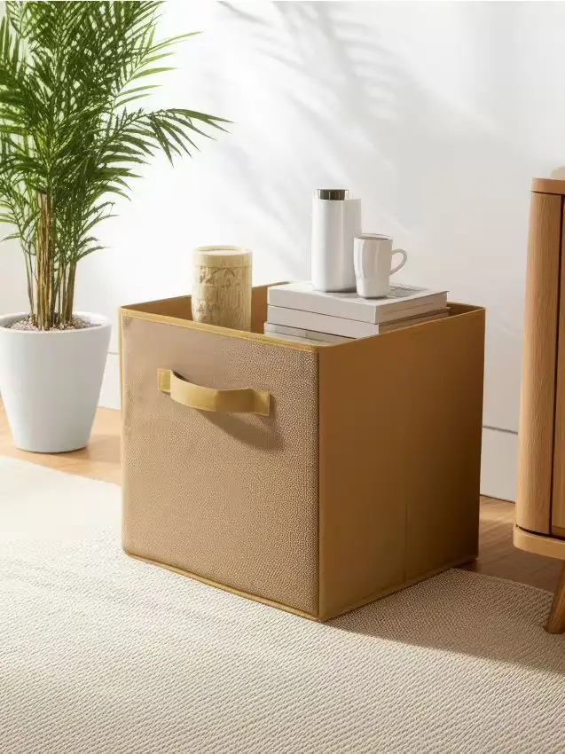 Scatola pieghevole per riporre con manico - beige