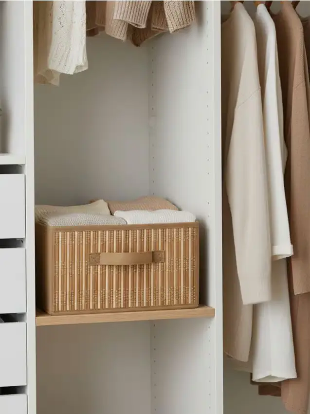 Scatola pieghevole per riporre con manico - beige