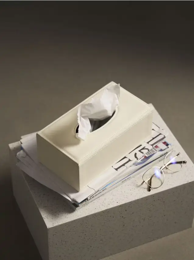 Scatola porta-fazzoletti di carta - panna