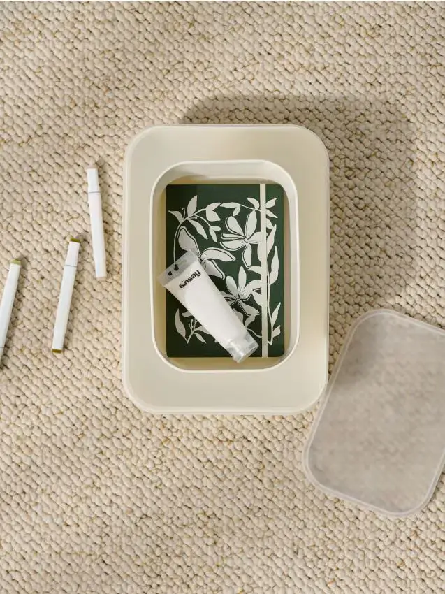 Scatola portaoggetti con coperchio - panna