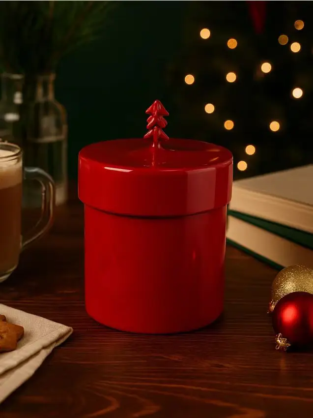 Scatola portaoggetti con coperchio - rosso