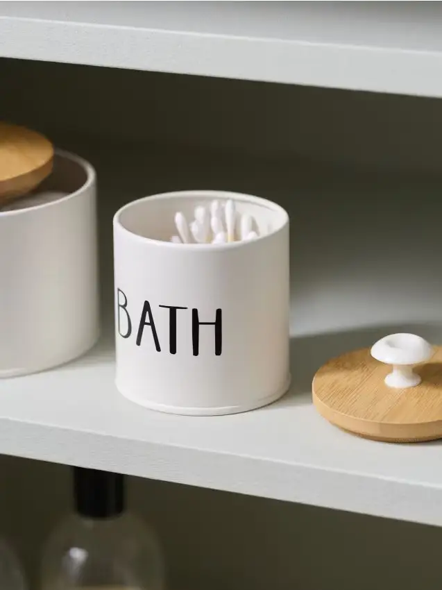 Scatola portaoggetti con la scritta „Bath“ - bianco