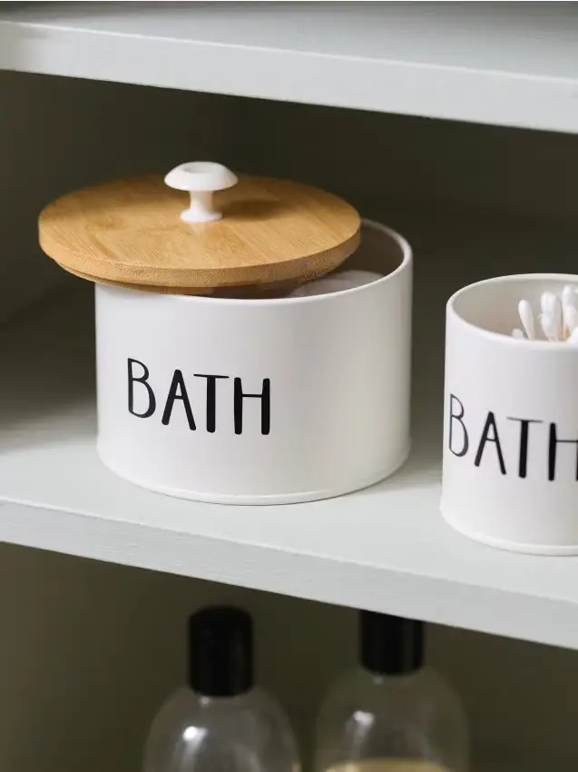 Scatola portaoggetti con la scritta „Bath“ - bianco